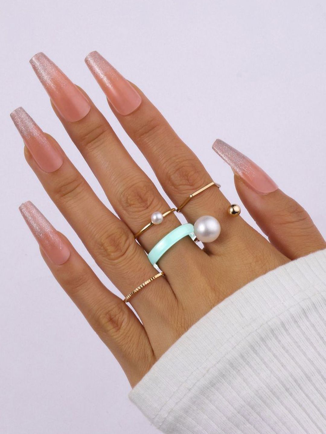 SALTY Set Of 5 Groove Stylish Adjustable Finger Ring
