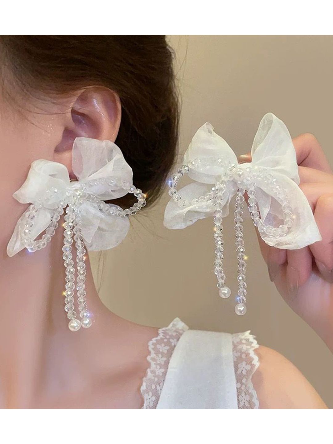 Artificial Beads Floral Shaped Drop Earrings