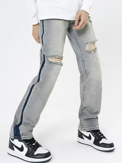 Men Regular Fit Mid-Rise Slash Knee Light Fade Jeans