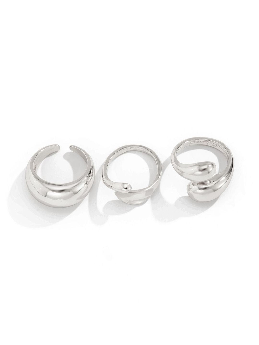 Set of 3 Silver-Plated Finger Ring