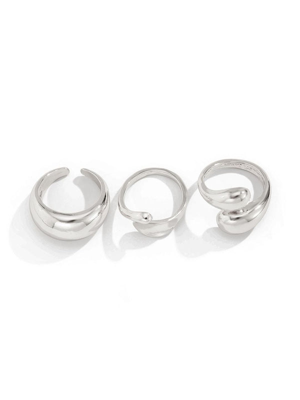 Set of 3 Silver-Plated Finger Ring