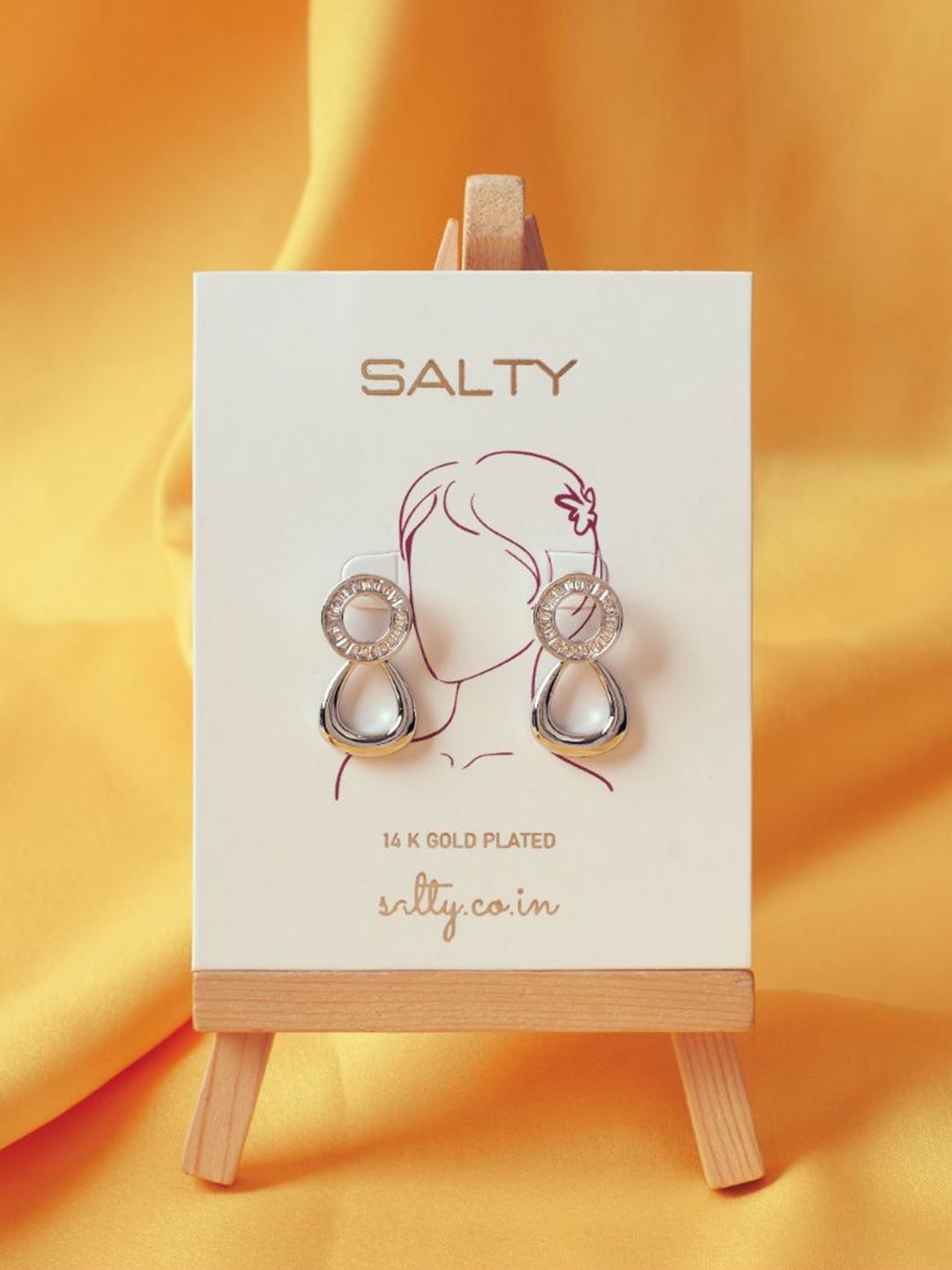 SALTY Gold-Plated Contemporary Oxidised Drop Earrings