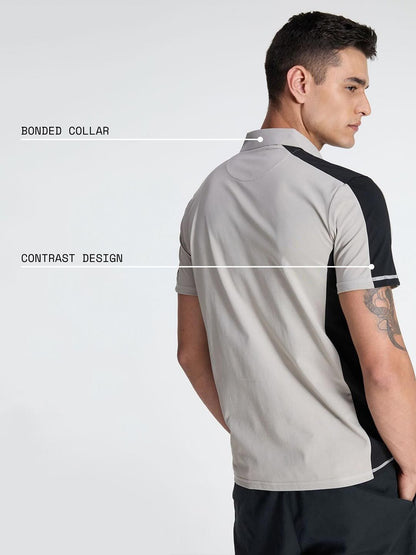 Cement Contrast Bonded Polo T-shirt