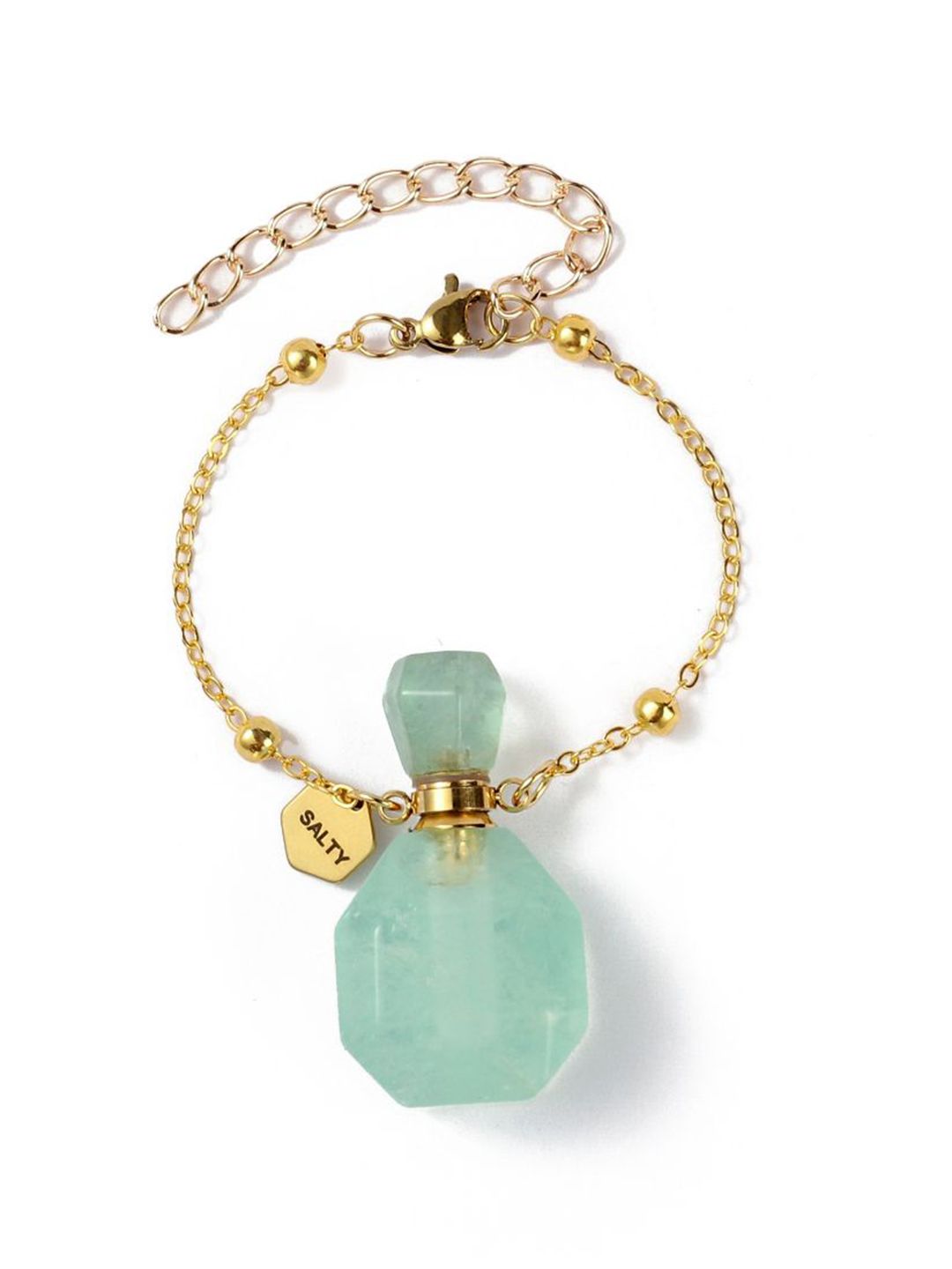 SALTY Women Prasiolite Perfume Bottle Charm Bracelet