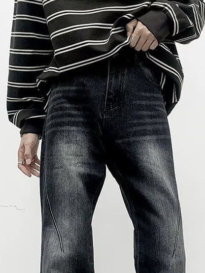 Men Wide Leg Light Fade Jeans