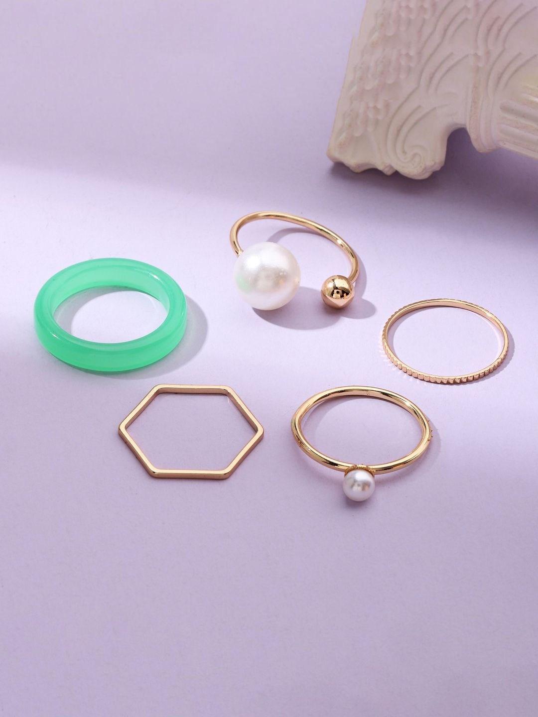 SALTY Set Of 5 Modern Maven Stylish Adjustable Finger Ring