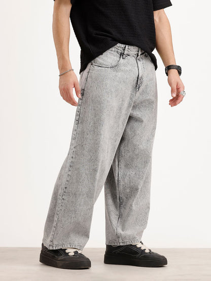 Men Baggy Mid-Rise Heavy Fade Pure Cotton Jeans