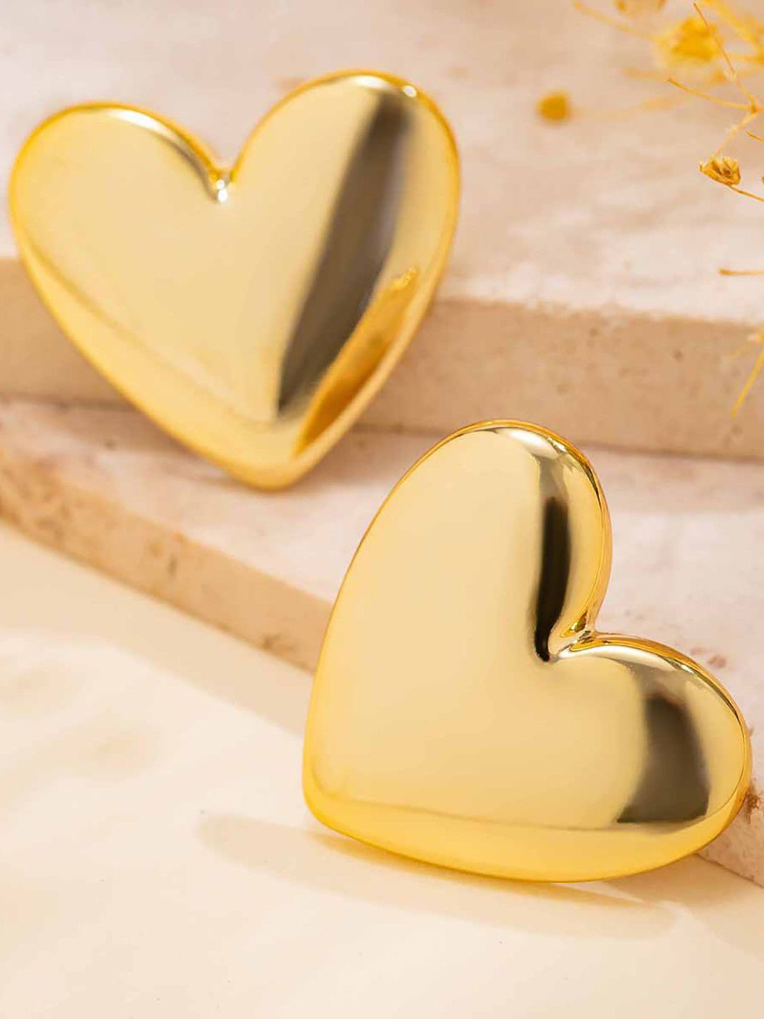 Gold-Plated Heart Shaped Chunky Studs