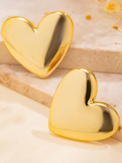 Gold-Plated Heart Shaped Chunky Studs