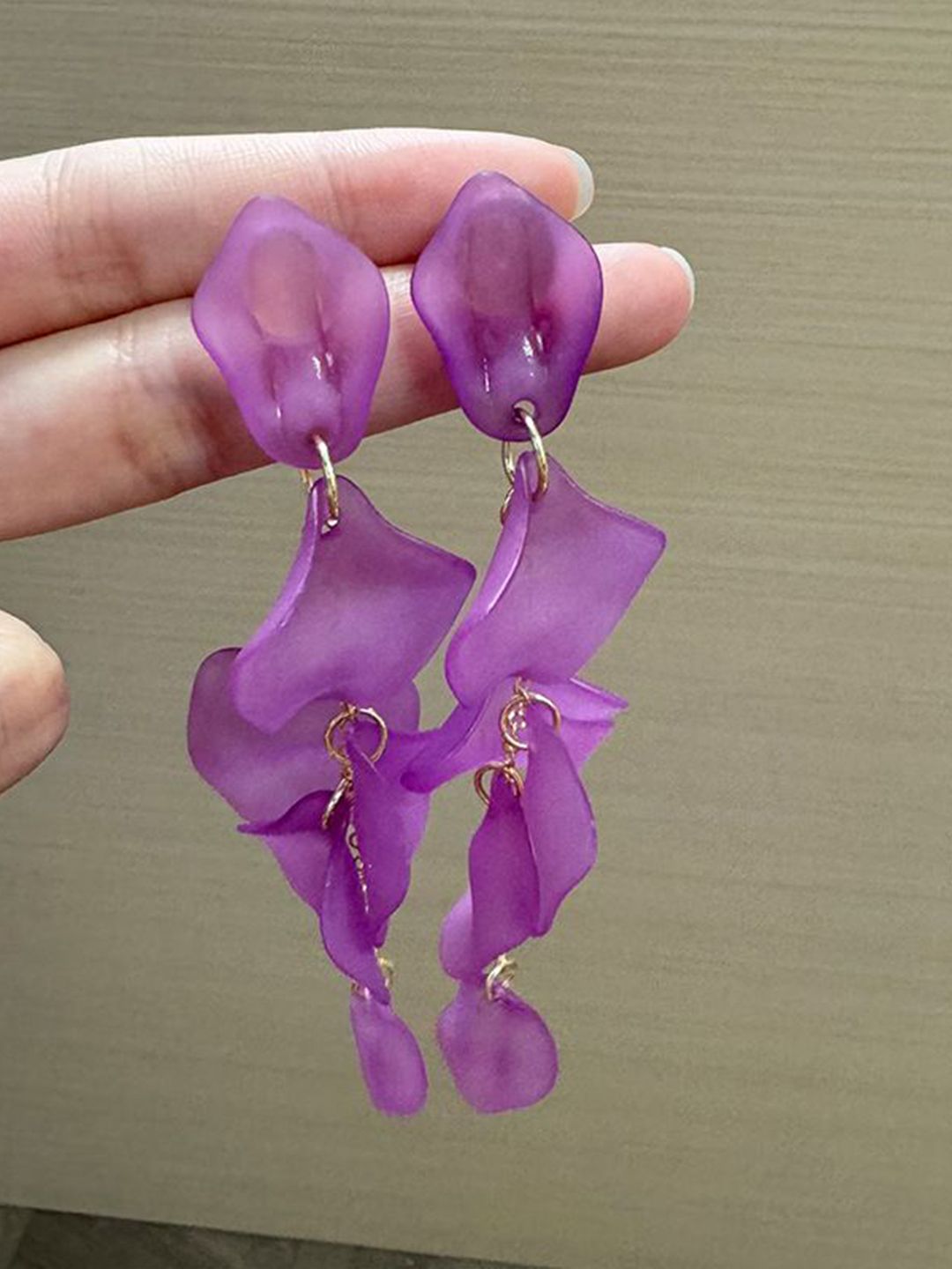 Artificial Beads Beaded Leaf Shaped Drop Earrings