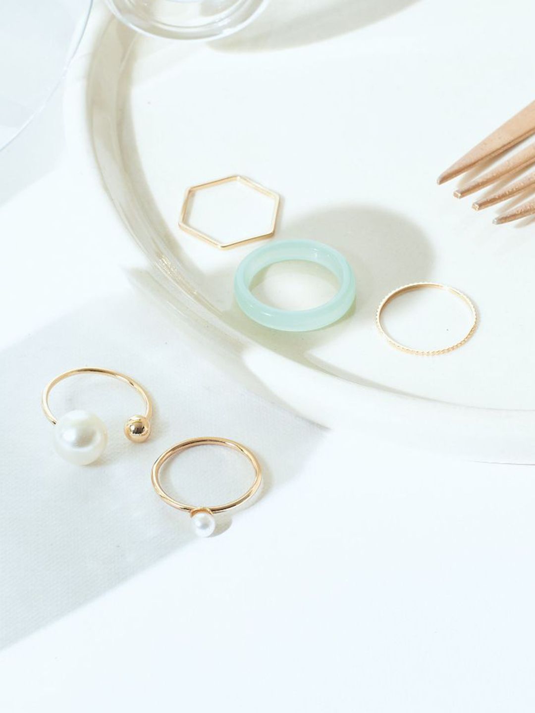 SALTY Set Of 5 Groove Stylish Adjustable Finger Ring