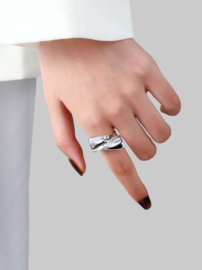 SALTY Women & Girls Silver Statement Curve Stylish Adjustable Finger Ring