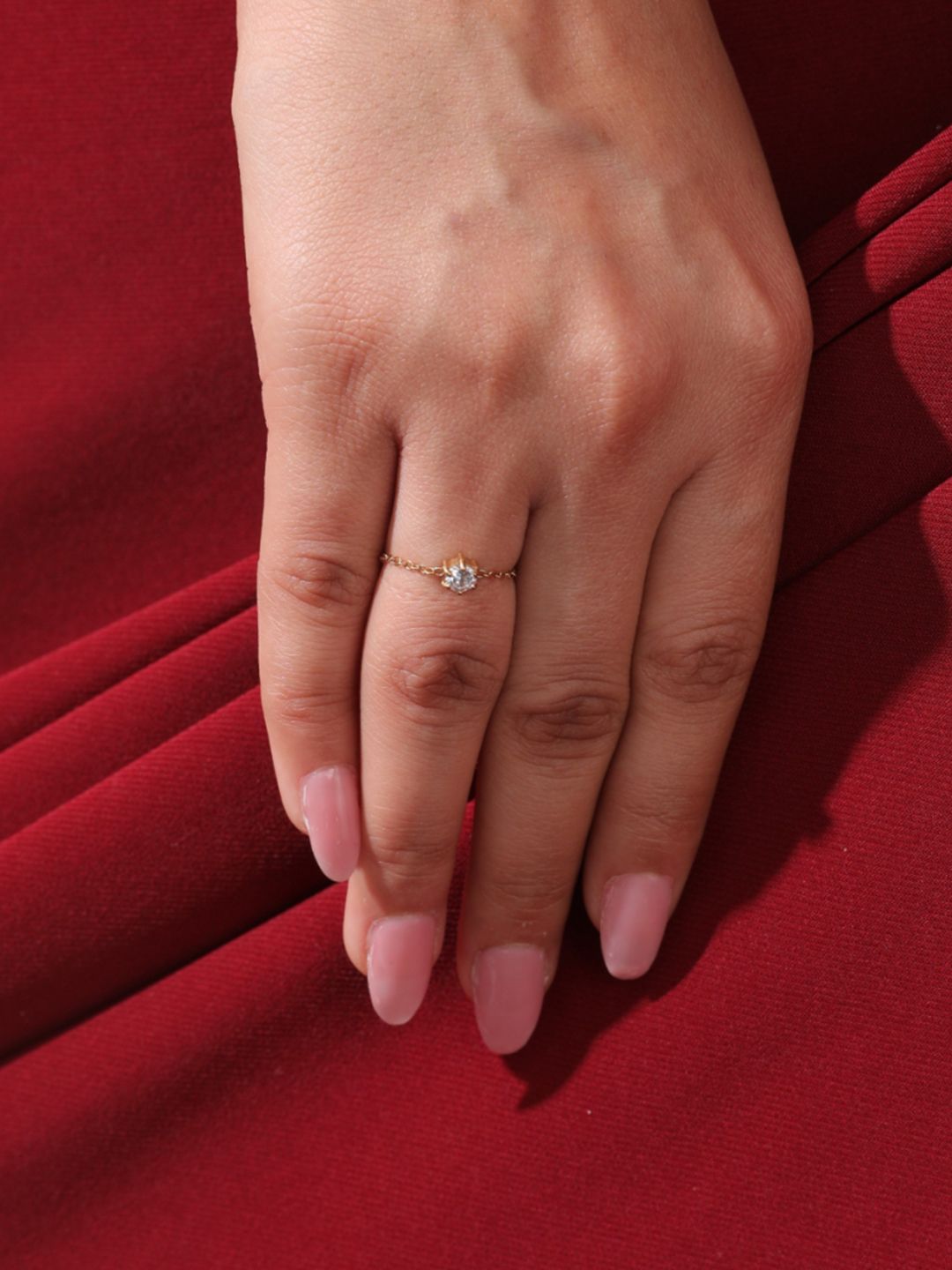 SALTY Women Champagne 14k Gold Plated Finger Chain