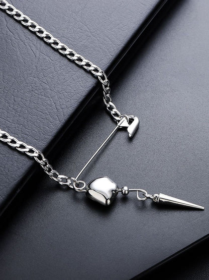 Stainless Steel Silver-Plated Contemporary Pendant With Chain
