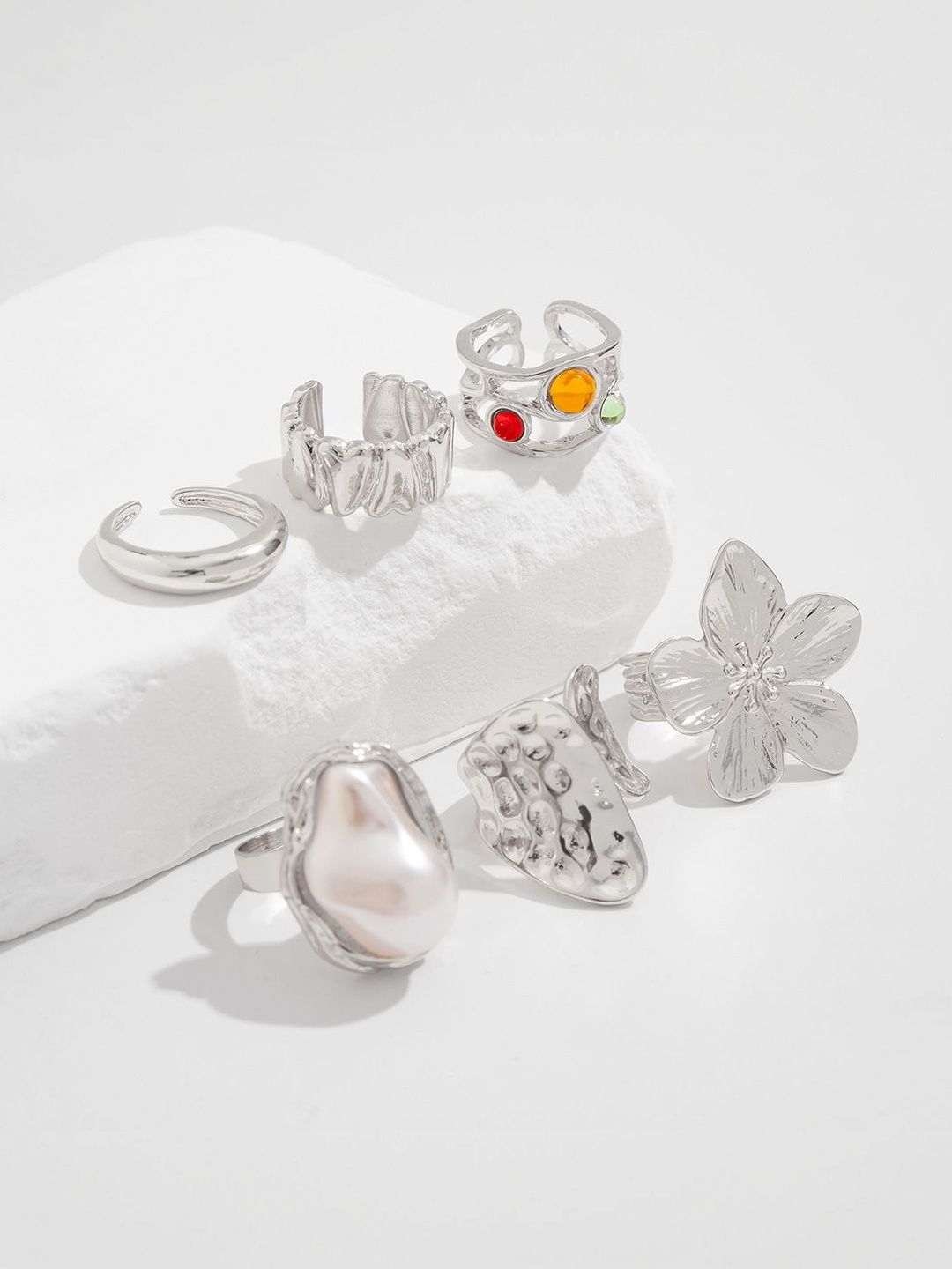 Set of 6 Silver-Plated Finger Ring