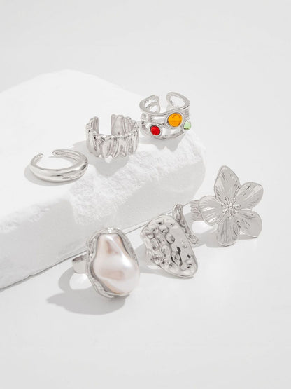 Set of 6 Silver-Plated Finger Ring