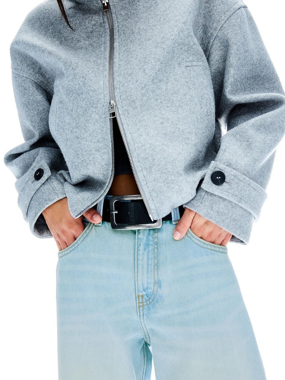 High-Waist Wide-Leg Straight Jeans