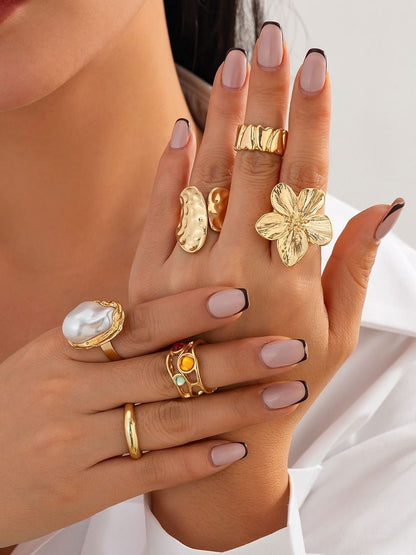 Set of 6 Gold-Plated Finger Ring