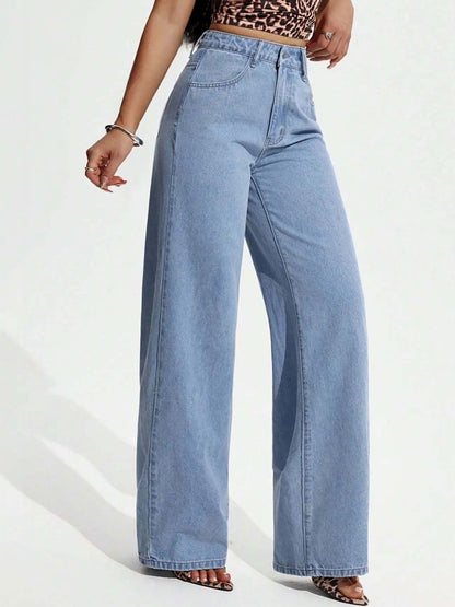Women Wide Leg High-Rise Light Fade Jeans