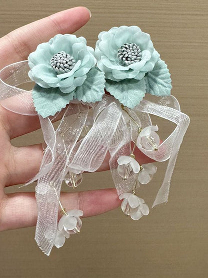 Artificial Beads Floral Shaped Drop Earrings