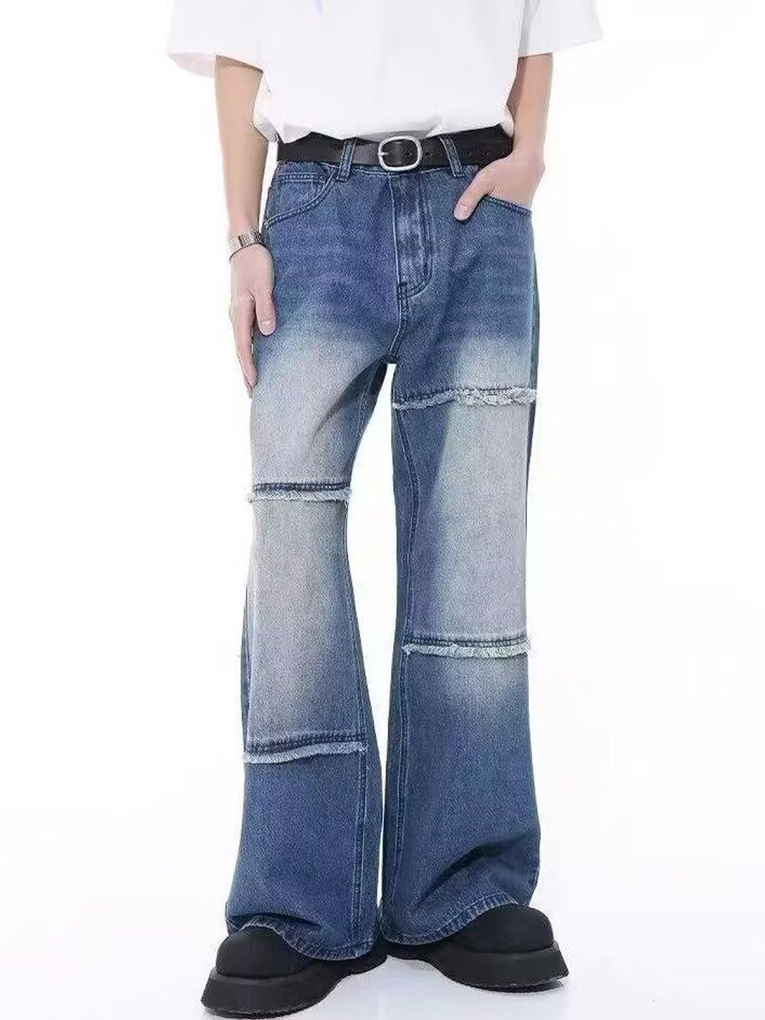 Men Flared Mid-Rise Light Fade Jeans