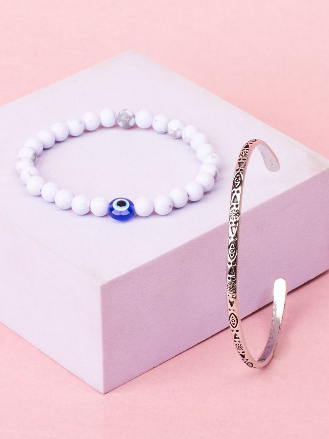 SALTY Set Of 2 Cuff & Evil Eye Bracelets