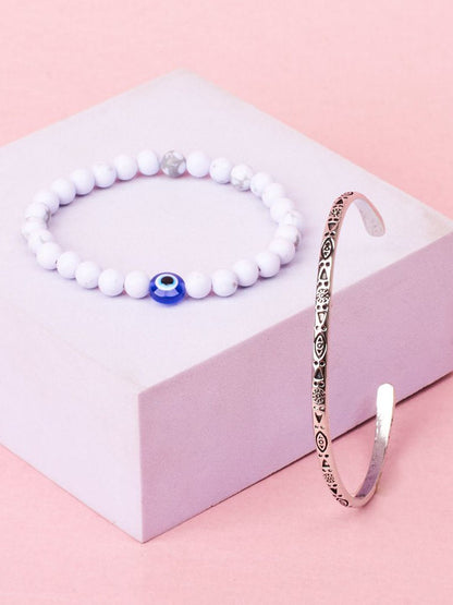 SALTY Set Of 2 Cuff & Evil Eye Bracelets