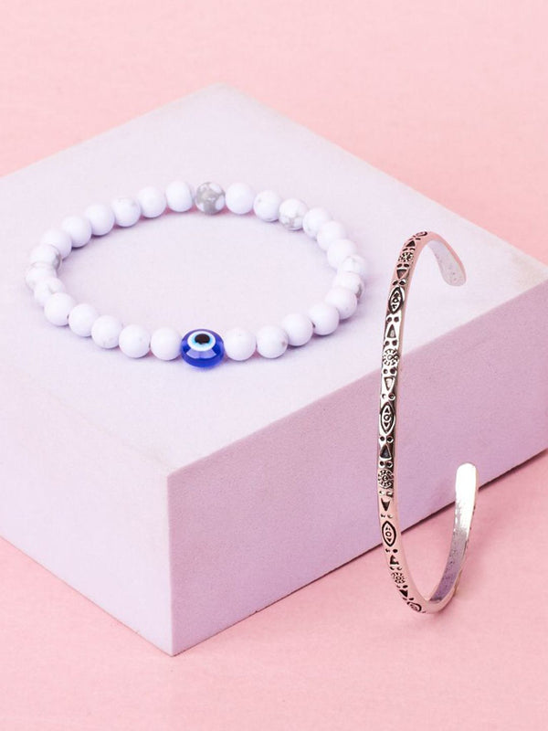 SALTY Set Of 2 Cuff & Evil Eye Bracelets