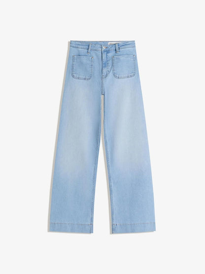 Women Seamless wide-leg jeans with pockets
