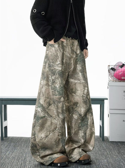 Men Wide Leg Mid-Rise Printed Jeans
