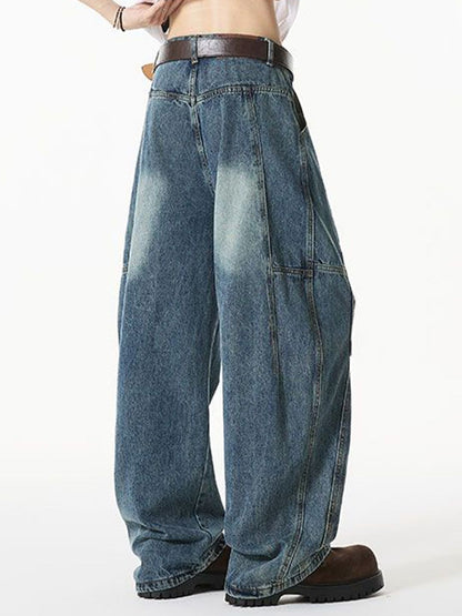 Men Wide Leg Low-Rise Heavy Fade Jeans