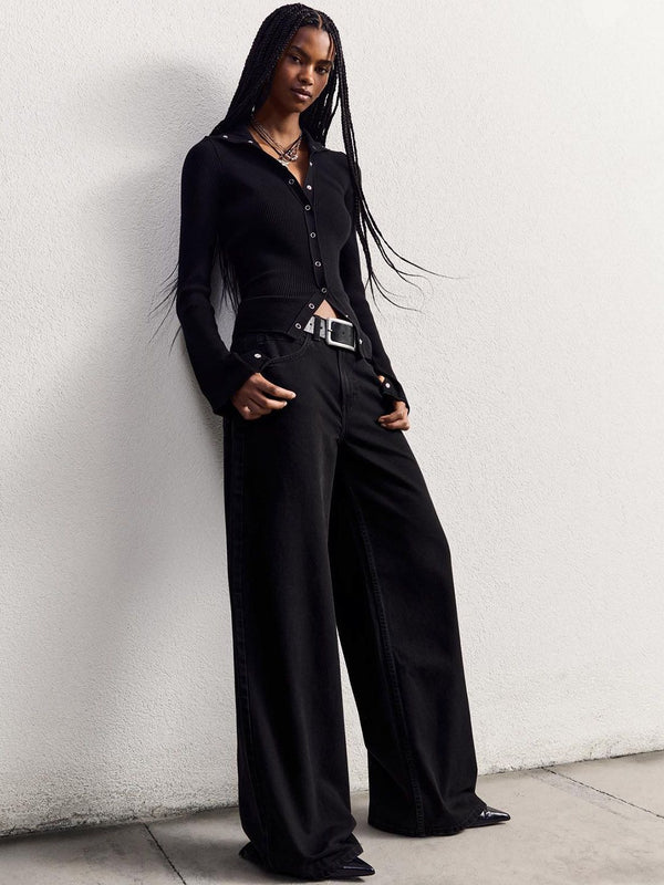 Pure Cotton Wide-Leg Jeans