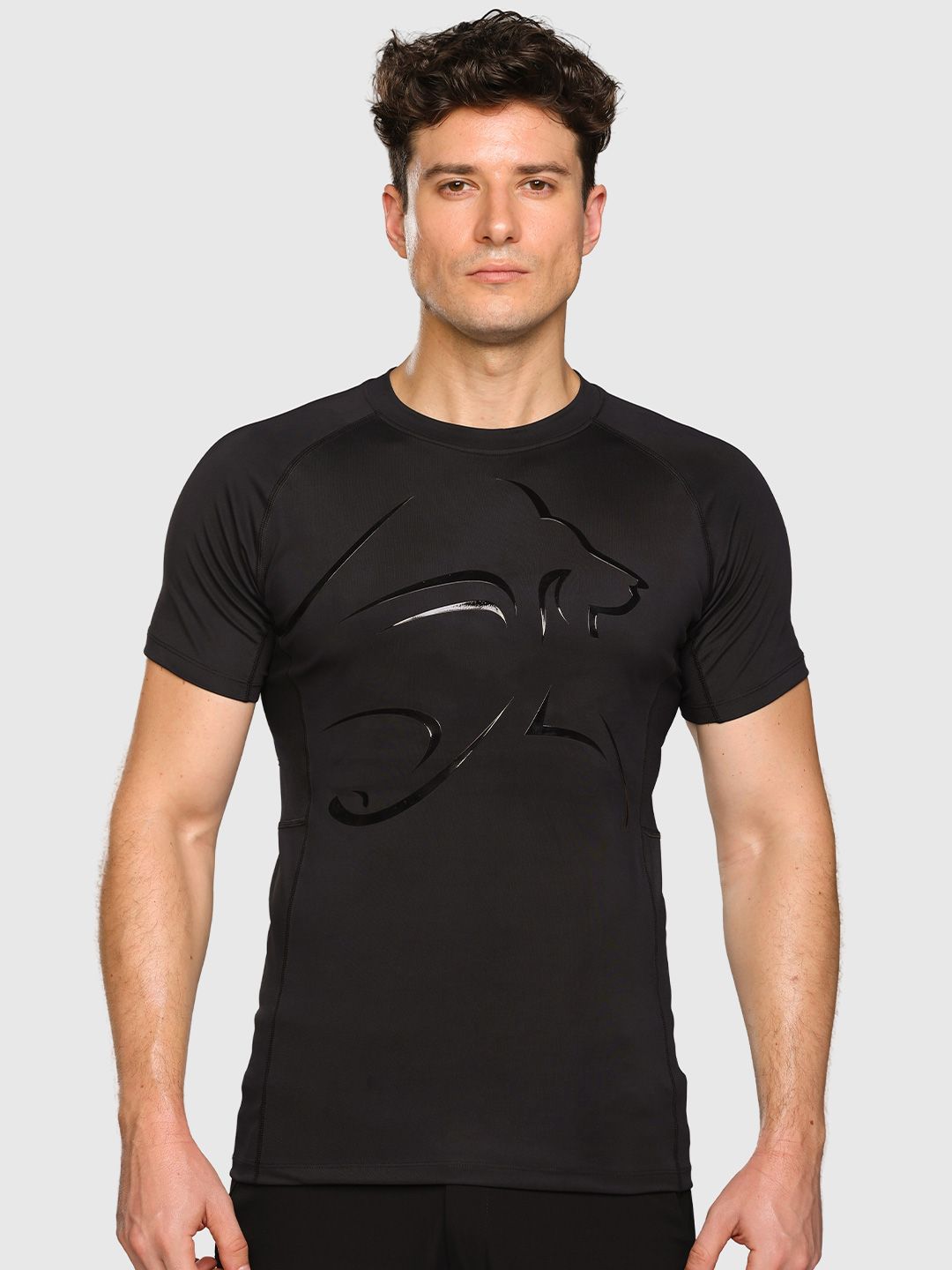 Men Graphic Printed Round Neck Compression T-shirt