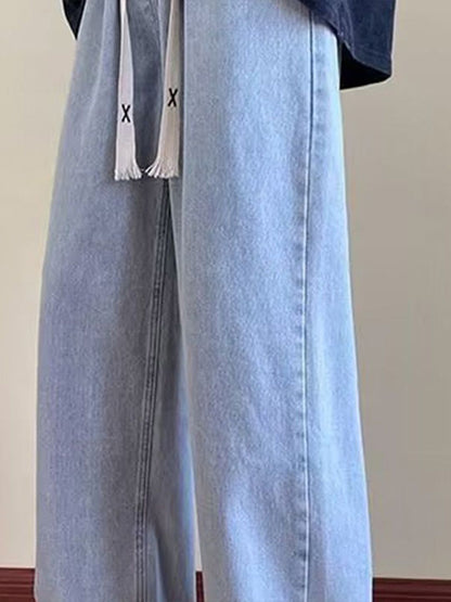 Men Wide Leg Mid-Rise Light Fade Jeans