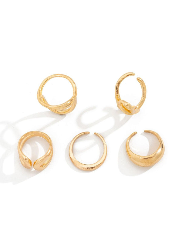 Set of 5 Gold-Plated Finger Ring
