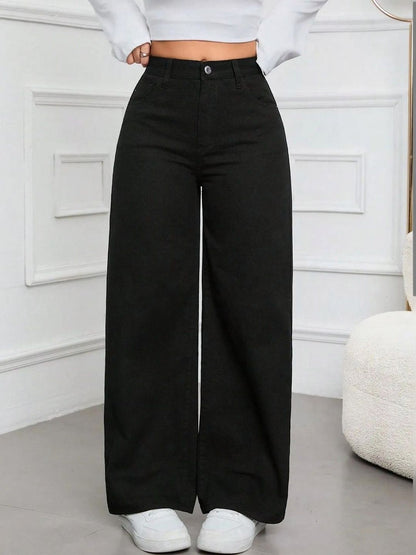 Women Classic Wide Leg High-Rise Stretchable Jeans