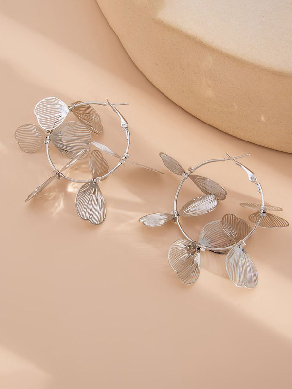 Silver Plated Contemporary Hoop Earrings
