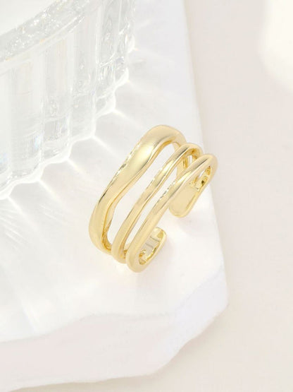 SALTY Women & Girls Stylish Adjustable Multi-Spiral Golden Finger Ring