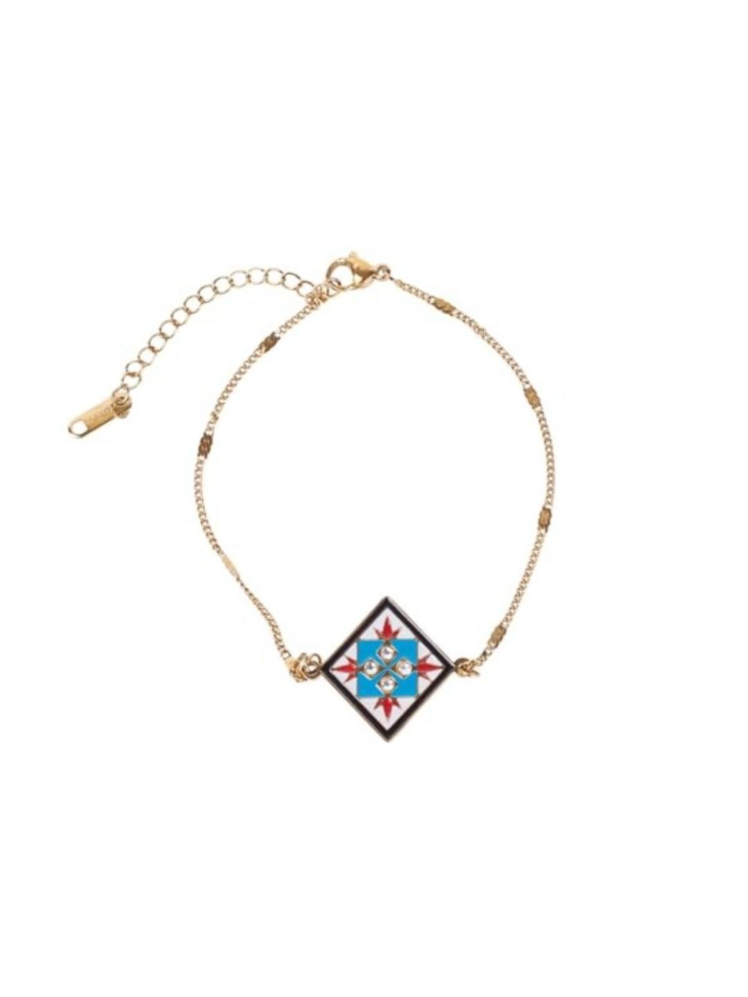 SALTY Women Artificial Stones Studded Stainless Steel Link Bracelet