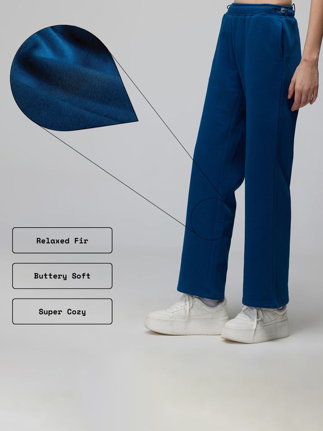 Blue Relaxed Wide Leg Pants