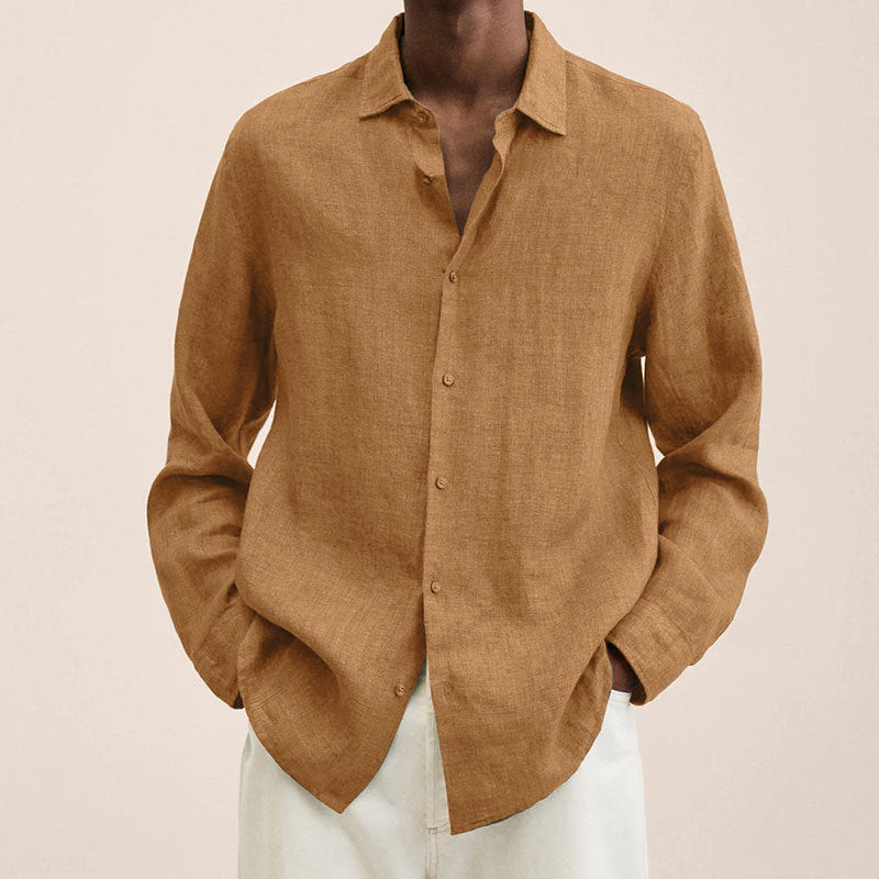 Loose-Fit Linen Blend Button-Down Shirt