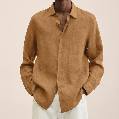 Loose-Fit Linen Blend Button-Down Shirt
