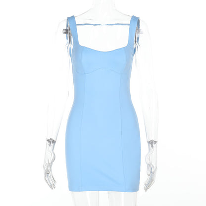 Bodycon Mini Dress with Square Neck and Backless Detail