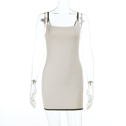 Bodycon Mini Dress with Square Neck and Contrast Trim