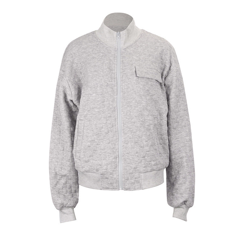 Oversized Striped Track Jacket with Stand Collar