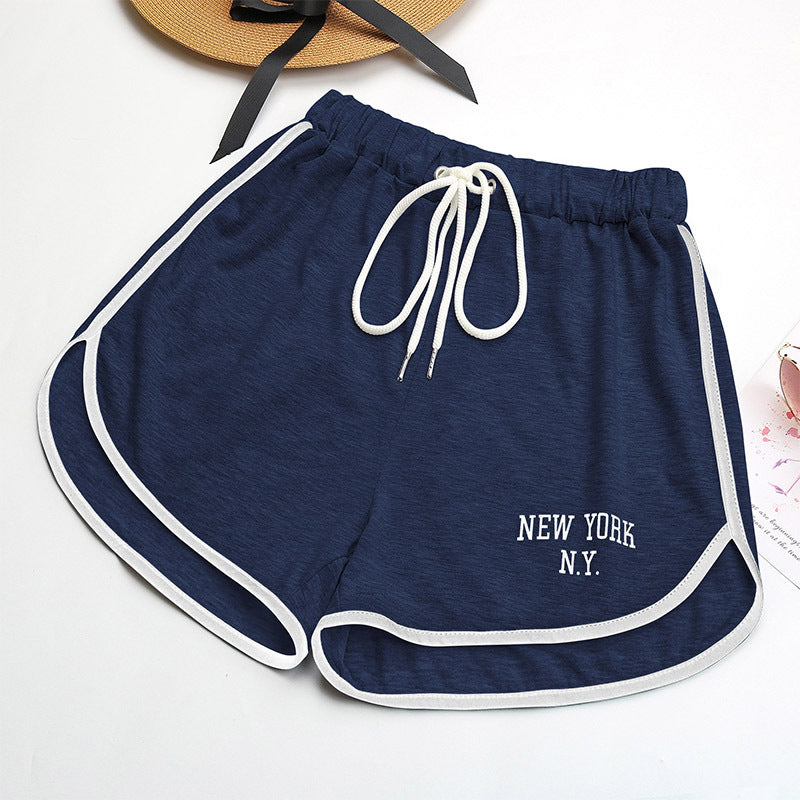 High-Waist Dolphin Shorts with Letter Print and Contrast Trim