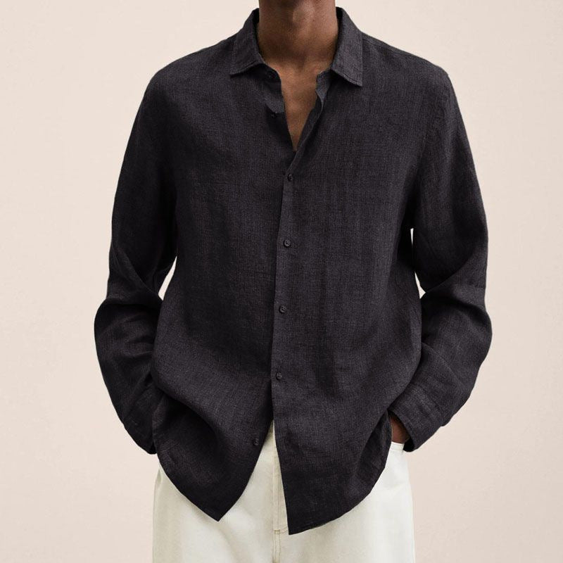 Loose-Fit Linen Blend Button-Down Shirt