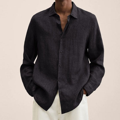 Loose-Fit Linen Blend Button-Down Shirt