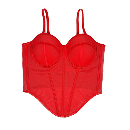Sweetheart Corset Top with Fishbone Boning and Detachable Straps