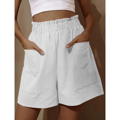 Wide-Leg High-Waist Shorts with Large Patch Pockets